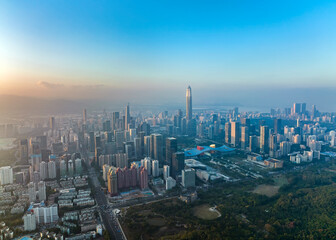 Shenzhen city central business district,aerial panorama China.