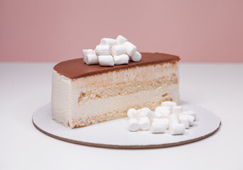 Homemade soufflé cake with marshmallow