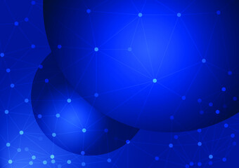 abstract of the future world with the shape of two large circles and many straight lines that concept dark blue background