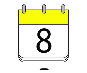 day 8 yellow calendar icon with white background