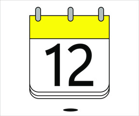 day 12 yellow calendar icon with white background