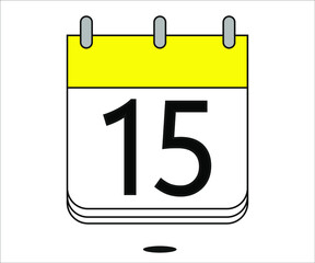 day 15 yellow calendar icon with white background