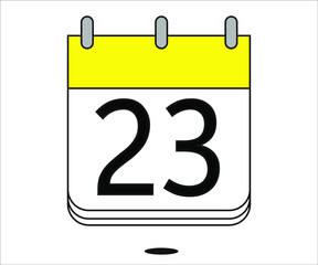day 23 yellow calendar icon with white background