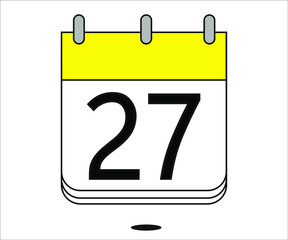 day 27 yellow calendar icon with white background