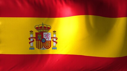 National flag of Spain. Spanish flag waving against background.