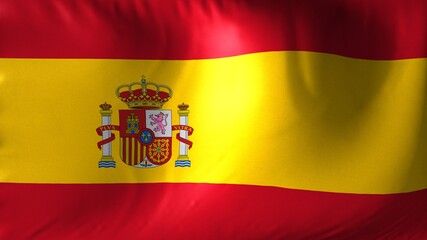 Fototapeta premium National flag of Spain. Spanish flag waving against background.
