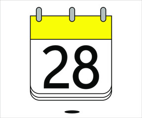 day 28 yellow calendar icon with white background