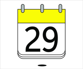 day 29 yellow calendar icon with white background
