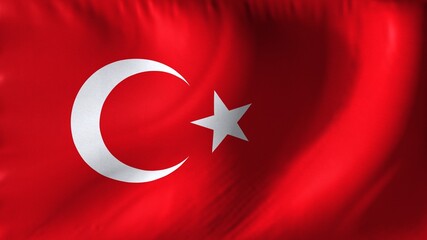 National flag of Turkey. Turkish flag waving against background.