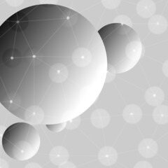 Polygon shape molecular technology on gray background circle, digital technology concept. There is copy space.