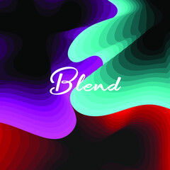 beautiful red-purple blue lines background Gradient towards black with Blend text in the middle.