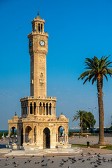 İzmir historic clock tower and pigeons