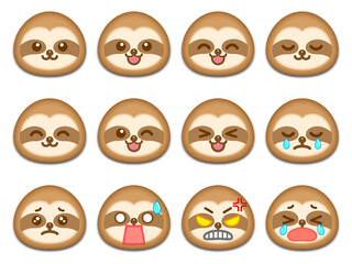 ナマケモノの顔アイコンセット＿立体 © kiko