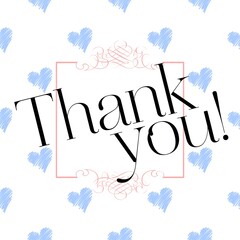 Thank You Card. Hand Written Lettering for Title, Heading, Photo Overlay, Wedding Invitation, Thank You Message.
