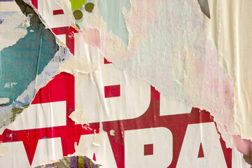 Naklejka premium Old ripped torn grunge posters and backgrounds creased crumpled paper backdrop surface placard
