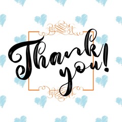 Obraz premium Thank You Card. Hand Written Lettering for Title, Heading, Photo Overlay, Wedding Invitation, Thank You Message. 