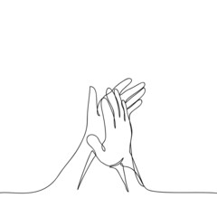 Continuous one line drawing, hand drawn of hands up, clapping ovation. hands gesture on doodle style. vector illustration