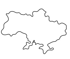 Map of Ukraine as line drawing on white background