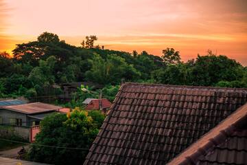 abstract background view of the colorful twilight sky.In the evening, the colorful changes (pink,...