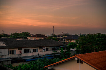 abstract background view of the colorful twilight sky.In the evening, the colorful changes (pink,...