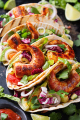 Vegan Tacos with Plant based prawns, shrimps