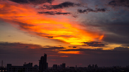 abstract background view of the colorful twilight sky.In the evening, the colorful changes (pink,...