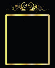 Vector Background-Black with Gold Elements with Text or Picture Box