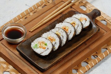 Korean style sushi called kimbap or gimbap-korean rice rolls