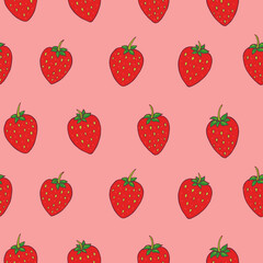 Seamless vector pattern of strawberries. Decoration print for wrapping, wallpaper, fabric, textile.