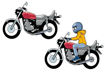 オートバイとライダーのイラスト【2輪・バイク・ヘルメット・バイク乗る人】 © ken-map