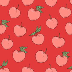 Seamless vector pattern of peaches. Decoration print for wrapping, wallpaper, fabric, textile.