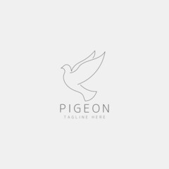 Vector line bird logo, pigeon silhouette, minimalism. Dove of peace icon. Vector illustration.