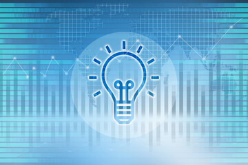 2d illustration bulb future technology, innovation background, creative idea concept 


