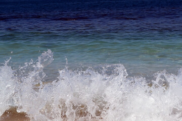 Ocean splashing waves. Nature Background. Copy space.