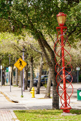 Fototapeta na wymiar Historic street lamp in Overtown Miami