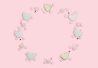 Obraz na płótnie Canvas Element heart shape cycle frame for a gift card and background valentine day. Concept of love day 3D rendering illustration.