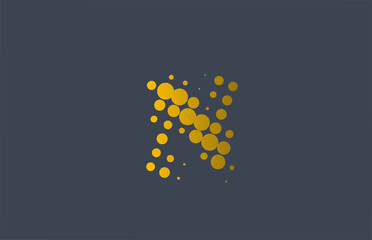 yellow dotted N alphabet letter logo icon design. Creative template for company and business with dots