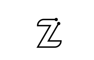 Z line black and white alphabet letter logo icon design with dot. Creative template for business and company