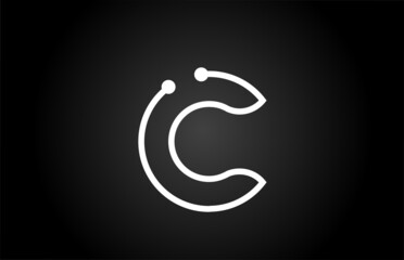 C alphabet letter logo icon design with dot and line. Creative template for business