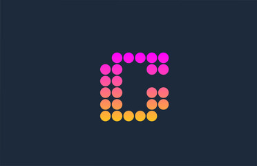 C pink yellow dotted alphabet letter logo icon design. Creative template for business and company
