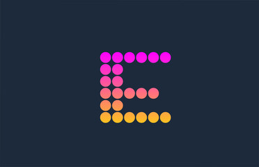 E pink yellow dotted alphabet letter logo icon design. Creative template for business and company