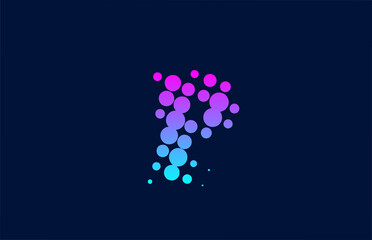 P dot alphabet letter logo icon design. Creative template for business and company in pink blue colors