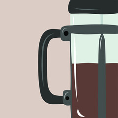 French press brewing coffee maker