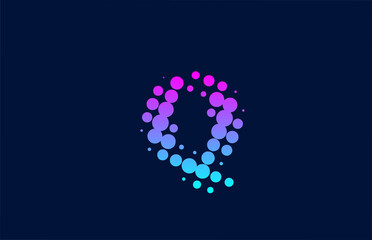 Q dot alphabet letter logo icon design. Creative template for business and company in pink blue colors