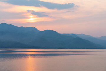 Natural beautiful Sunset over the river.