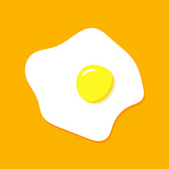 Fried egg isolated on orange background. Vector illustration.