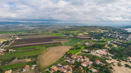 Aerial View of Gela Plain, Caltanissetta, Sicily, Italy, Europe