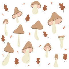 seamless background with mushrooms autumn forest 