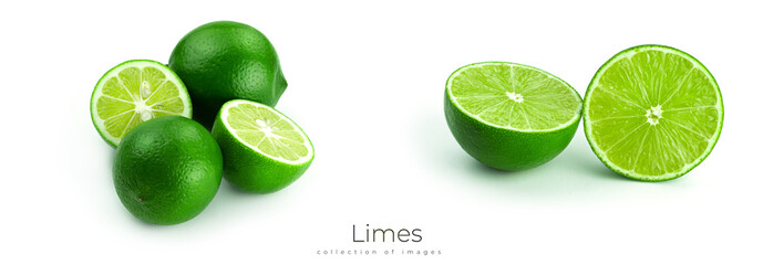 Limes on a white background. High quality photo