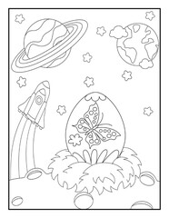 Easter Coloring Book Pages for Kids, Children Easter Coloring Pages For Kids, Bunny Coloring Pages For Kids, Easter Egg